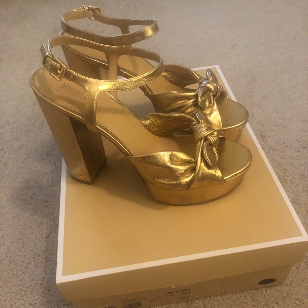 Michael Kors Gold Pippa Platform Sandals